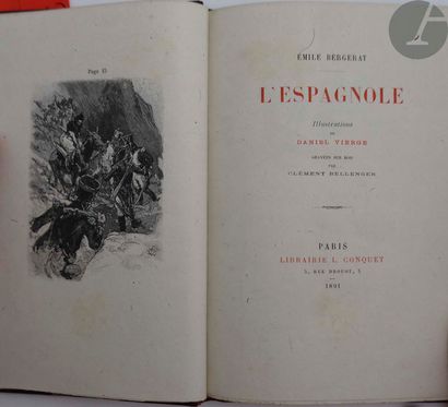  BERGERAT (Émile). L'Espagnole. Paris : Librairie L. Conquet, 1891. — In-16, 175...