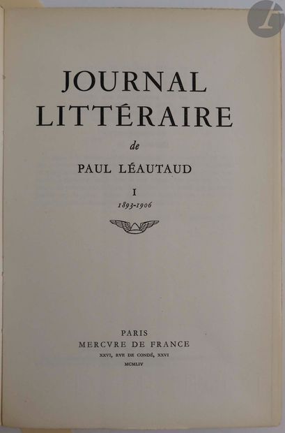 null LÉAUTAUD (Paul).
Journal littéraire. 1893-1906 [à février 1956].
Paris : Mercure...
