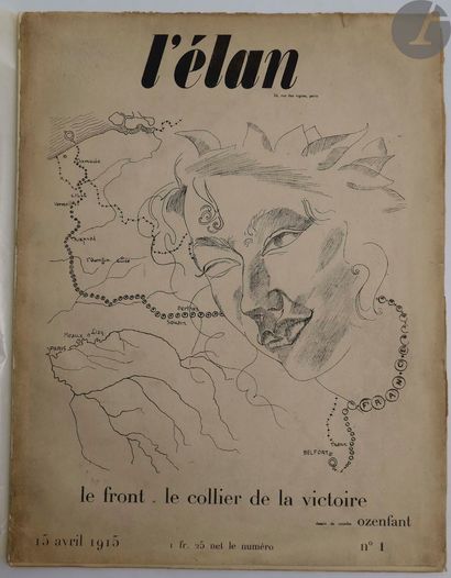 null [REVUE].
L'Élan.
Paris, 15 avril 1915- 9 mars 1916. — 9 numéros in-4, en feuilles...