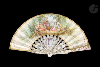 null Lasellaz, Les amours des bergers, Europe, ca. 1860
Folded fan, the painted skin...