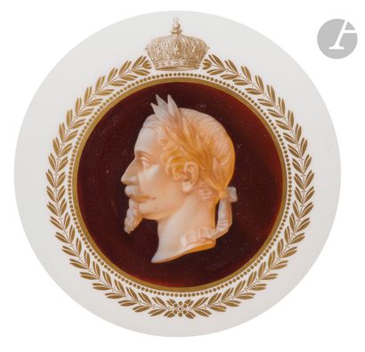  Sèvres L’empereur Napoléon III, L’Impératrice Eugenie et le Prince Impérial. Paire...