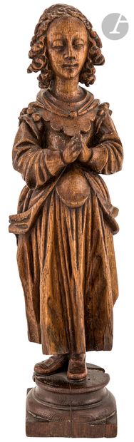 Sainte Femme en chêne sculpté en ronde-bosse ;...