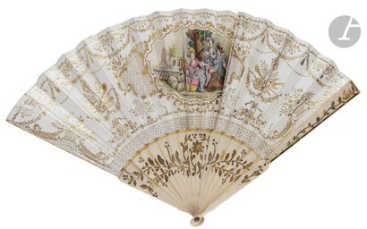 null Three fans, 18th-19th century
*One, the leaf in lithographed paper. 
Finely...