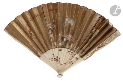 null Three fans, 18th-19th century
*One, the leaf in lithographed paper. 
Finely...