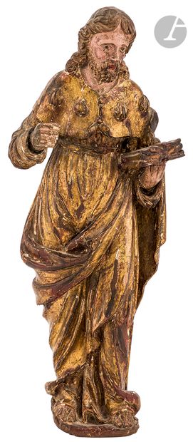 Saint Jacques en bois sculpté, polychromé...