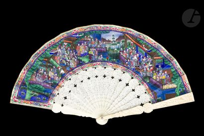 null Singing birds, China, 19th century
Folded fan, the double sheet of paper painted...