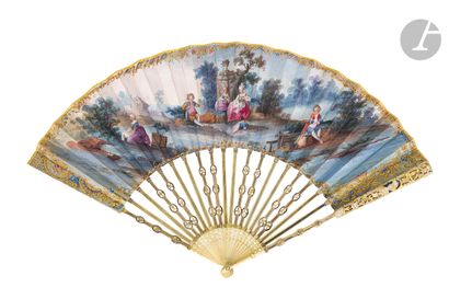 null Two fans, Europe, circa 1770-1780
*One, the double gouache-painted paper leaf...