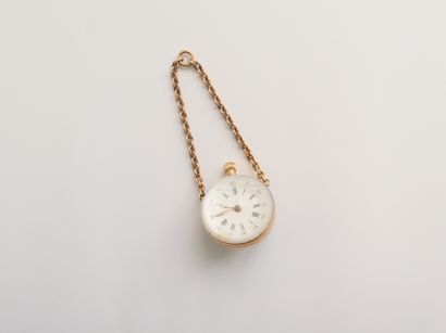 18K (750) gold pocket watch, white enamel...