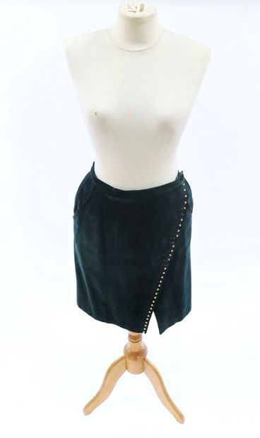 null Yves SAINT LAURENT Rive Gauche. Set of two pieces: a wrap skirt in dark green...
