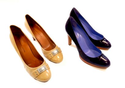 null SERGIO ROSSI and Marc by Marc JACOBS. Lot including a pair of plum patent leather...