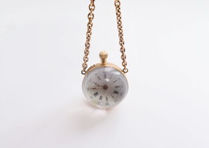 null 18K (750) gold pocket watch, white enamel dial, two glasses forming the case,...