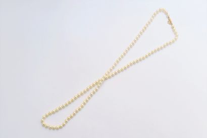 Long necklace of cultured pearls, clasp in...