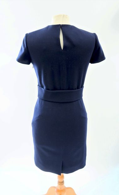 null VALENTINO. Navy crepe dress with bow on the front. Size 36