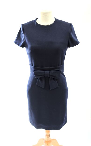 null VALENTINO. Navy crepe dress with bow on the front. Size 36