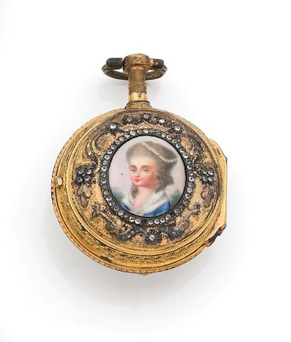 null Anonymous. Circa 1790

Gilt metal pocket watch, white enamel dial (accident),...