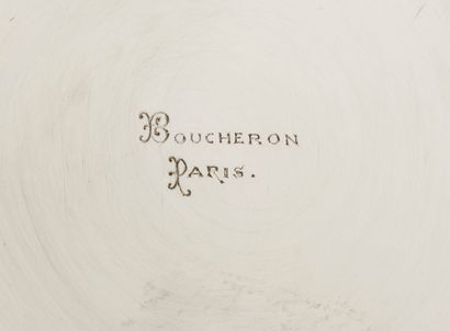 null BOUCHERON ORFEVRE XIXth
CENTURYSilver
jug in
imitation of barrels circled with...