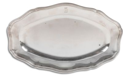 null PARIS XIXth CENTURY
: oval silver dish with eight contours and rows of fillets,...
