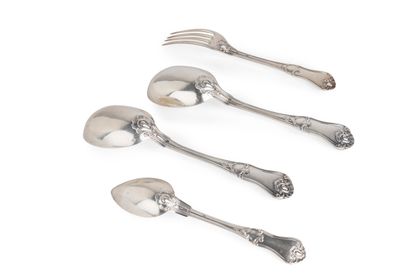 null PARIS SECOND HALF OF THE 19th
CENTURYSilver
set of
34 pieces, filets model,...