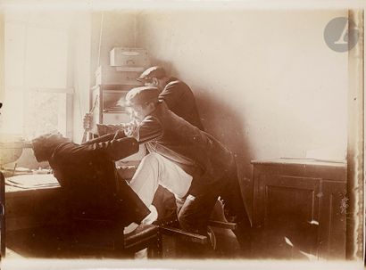 null Unidentified photographer 
Photographic novel of a murder, c. 1900. 
Nine (9)...