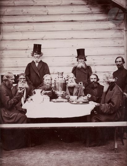  Ivan Raoult Nizhny Novgorod. Russia, c. 1880. Russian peasants sitting down to tea....