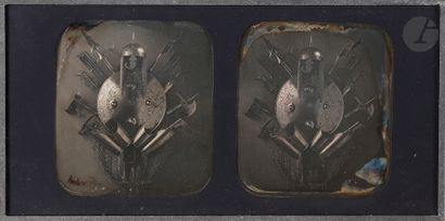 null Unidentified Daguerreotypist 
Persian Arms, c. 1850. 
Stereoscopic daguerreotype...