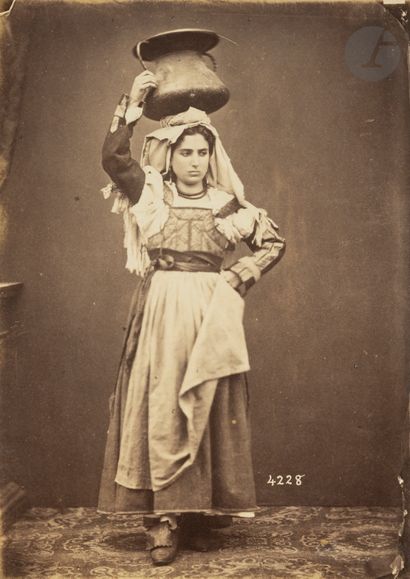  Italian studios Italy, c. 1860 - 1865. Shepherds. Albanian family. Young girls in...
