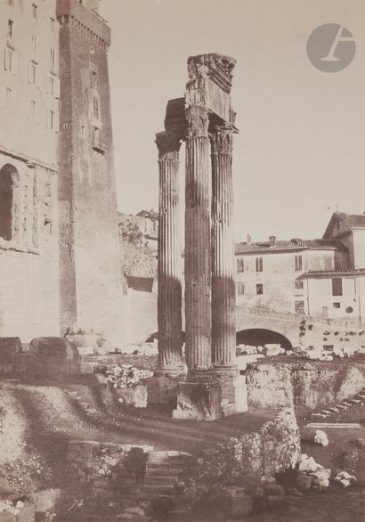  Firmin-Eugène Le Dien (1817 - 1865) Italie, 1852 - 1853. Forum romain. Temple de...