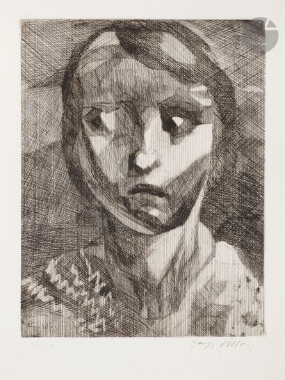 null Jacques Villon (Gaston Duchamp) (1875-1963) 
Head of a girl. 1929. Drypoint...
