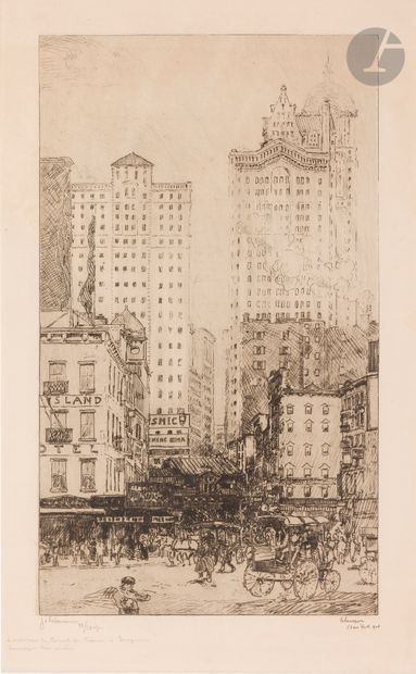 null Jean-Émile Laboureur (1877-1943
)Cortland Street. 1908. Etching and drypoint....