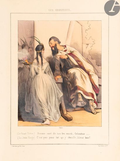 null GAVARNI.
Les Coulisses.
Paris : Aubert, [1838]. — 31 lithographies in-4, 310...