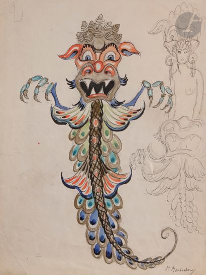 null Marco MONTEDORO (1887-1947)
Maquettes de costumes pour un dragon et un chat
2...