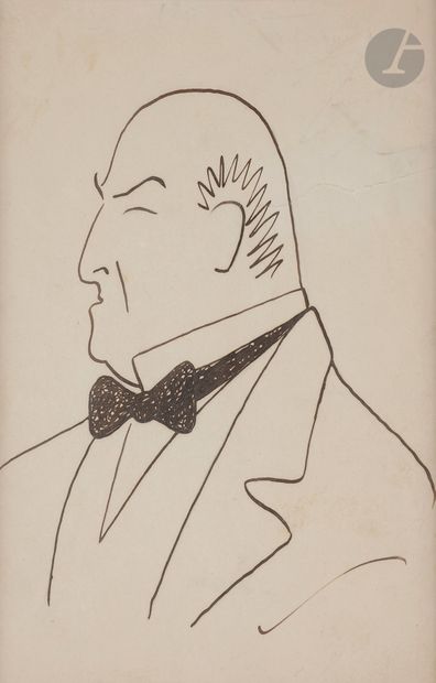 null Sacha GUITRY (1885-1957)
Portrait de profil de Lucien Guitry, 1949
Encre de...