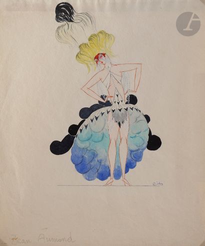 null Jean AUMOND (actif 1919 - 1965)
Maquettes de costumes pour le music-hall
7 gouaches...