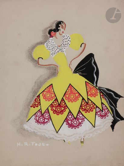null Henry-Raymond FOST (1905-1970)
Maquettes de costumes : L’Abat-jour - Le Manchon...