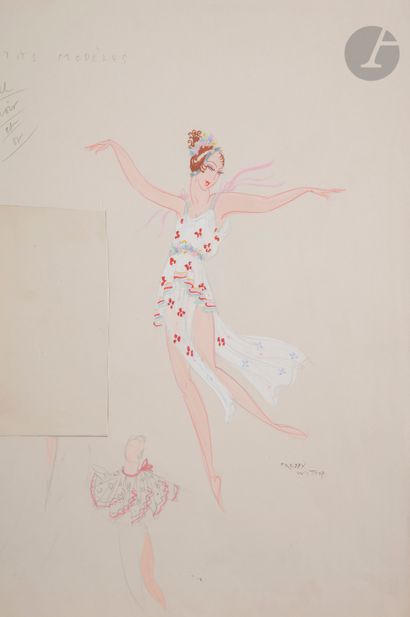 null Freddy WITTOP (1912-2001)
Maquettes de costumes pour Phi-Phi, 1933
9 gouaches...