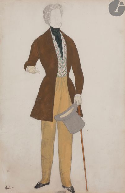 null 
Léon BAKST (1866-1924)



Maquette de costume d’homme au chapeau haut de forme...