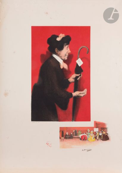 null André DEVAMBEZ (1867-1944)
L’Employée du vestiaire.
Lithographie. [500 x 650 mm]....