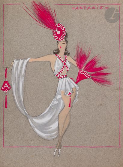 null Jenny CARRÉ (1902-1945)
Maquettes de costumes Aspasie et Madame Phidias
2 gouaches.
37 x 27 cm

On...