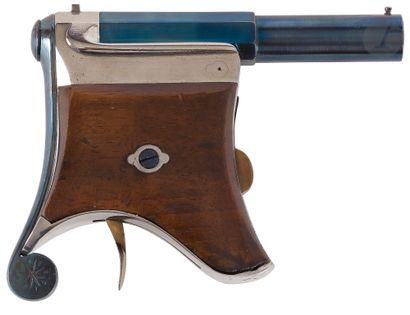 null Curieux pistolet type Derringer à système à broche, 1 coup, calibre 9 mm 
Canon...