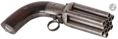 null Important revolver pepperbox Mariette, 12 shots with percussion, calibre 32....