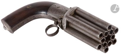 null Important revolver pepperbox Mariette, 12 shots with percussion, calibre 32....