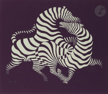 null Victor Vasarely (1906-1997)
Zèbres, fond violet.
Sérigraphie en couleurs. 
Belle...