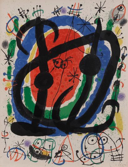  Joan Miró (1893-1983) Affiche pour le Salon de Mai. 1966. Lithographie en couleurs....