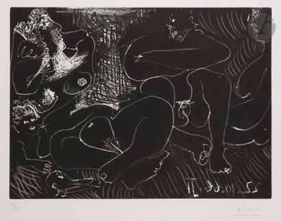  Pablo Picasso (1881-1973) La Sieste : deux femmes avec un homme et un enfant. 22...