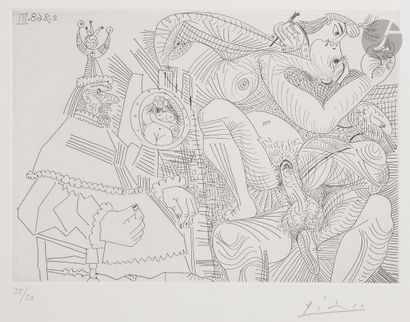 null Pablo Picasso (1881-1973)
Raphaël et la Fornarina, XII. Dans son fauteuil, le...