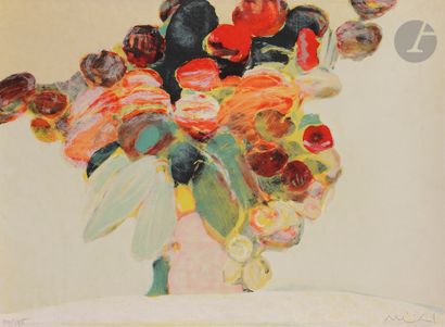  Roger Mühl (1929-2008) Bouquet. Vers 1980. Lithographie en couleurs. Très belle...
