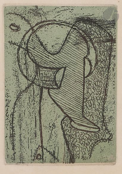 null Max Ernst (1891-1976)
Pl. 1 et 6 pour Tristan Tzara, L’Antitête. Paris, Bordas,...