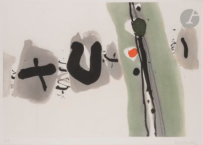 null Jean Capdeville (1917-2011
)Composition. 
Aquatint in colours. 
Meeting of 2...