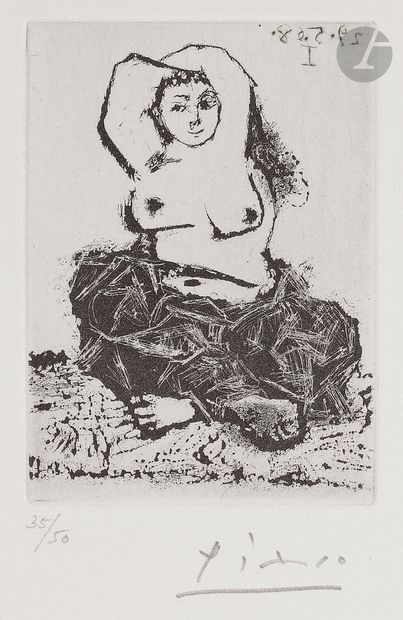  Pablo Picasso (1881-1973) Odalisque. (Les 347, pl. 124). 29 mai 1968. Aquatinte...
