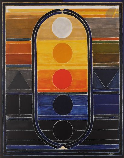 null Sayed Raza (Indian, 1922-2016
)The Five Elements. 2007. 
Lithograph in colours....